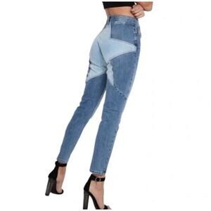 Revice Venus High Waist Crop Skinny Denim Jeans Blue Patch Star Bum Size 27
